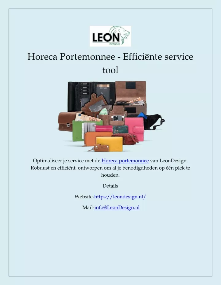 horeca portemonnee effici nte service tool