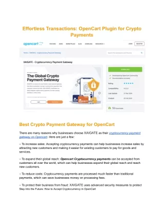 Effortless Transactions_ OpenCart Plugin for Crypto Payments
