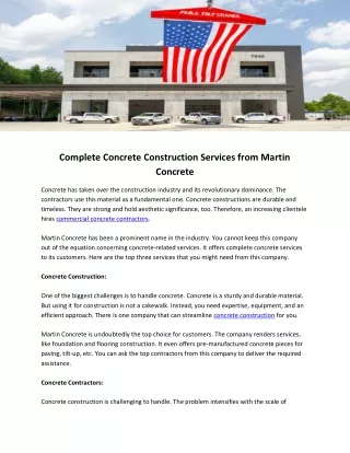 Complete Concrete Construction Services from Martin Concrete