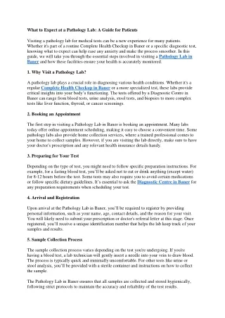 What to Expect at a Pathology Lab: A Guide for Patients