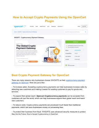 How to Accept Crypto Payments Using the OpenCart Plugin
