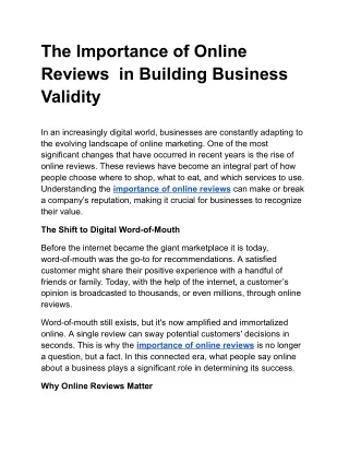 the importance of online reviews in building