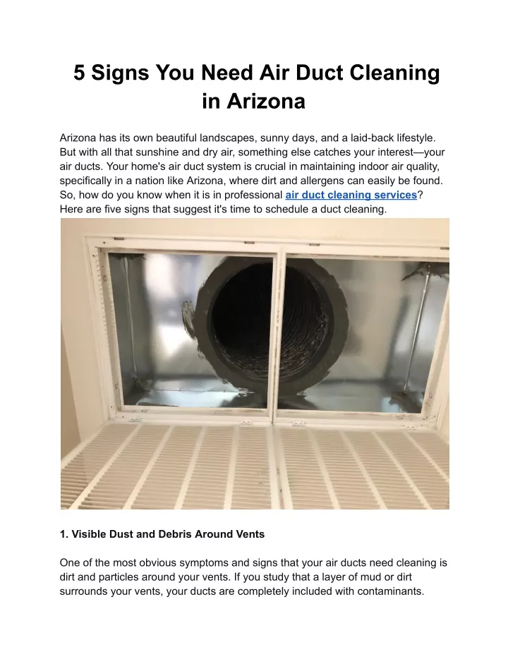 5 signs you need air duct cleaning in arizona