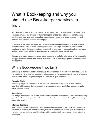 What is Bookkeeping and why you should use Book-keeper services in India