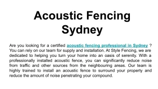 Acoustic Fencing Sydney