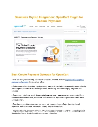 Seamless Crypto Integration_ OpenCart Plugin for Modern Payments