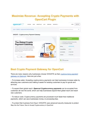 Maximize Revenue_ Accepting Crypto Payments with OpenCart Plugin