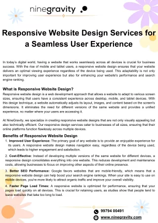 Responsive Website Design Services for a Seamless User Experience