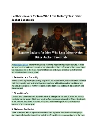 Leather Jackets for Men Who Love Motorcycles_ Biker Jacket Essentials