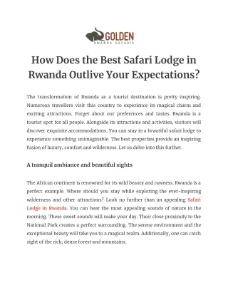 how does the best safari lodge in rwanda outlive