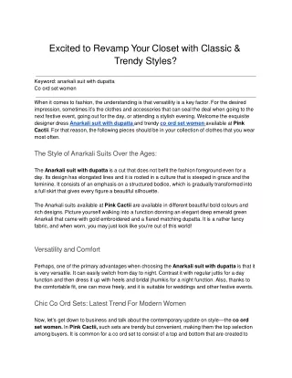 Excited to Revamp Your Closet with Classic & Trendy Styles?