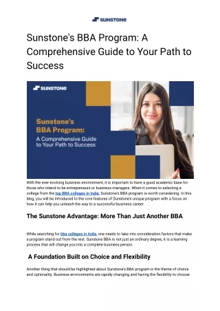 Sunstone's BBA Program_ A Comprehensive Guide to Your Path to Success