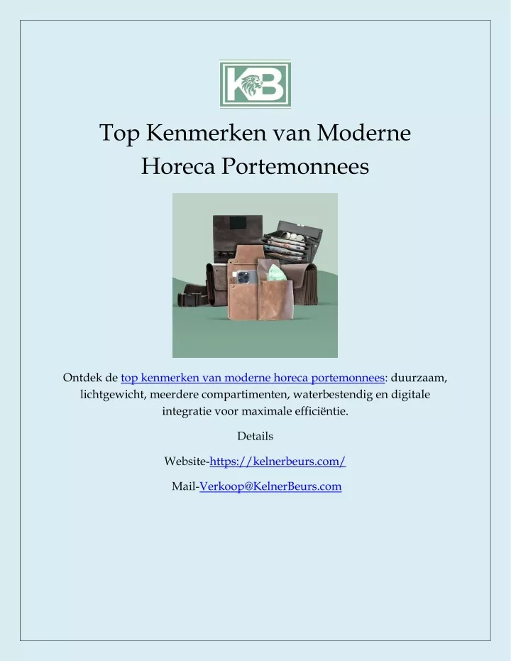 top kenmerken van moderne horeca portemonnees