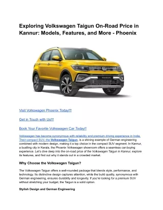 Exploring Volkswagen Taigun On-Road Price in Kannur_ Models, Features, and More - Phoenix