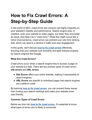 how to fix crawl errors a step by step guide