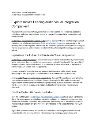 Explore India’s Leading Audio Visual Integration Companies!