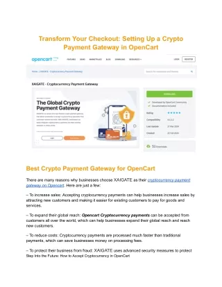 Transform Your Checkout_ Setting Up a Crypto Payment Gateway in OpenCart