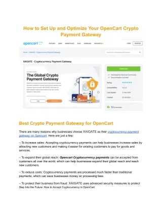 how to set up and optimize your opencart crypto