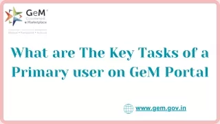 what are the key tasks of a primary user
