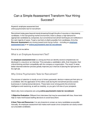 Can a Simple Assessment Transform Your Hiring Success?