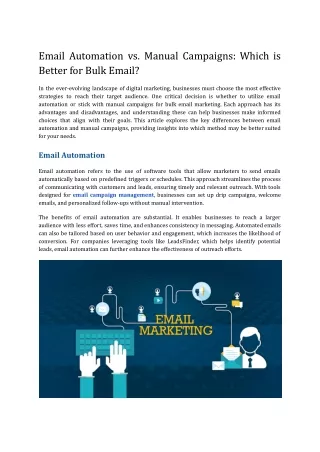 Email Automation vs. Manual Campaigns Which is Better for Bulk Email