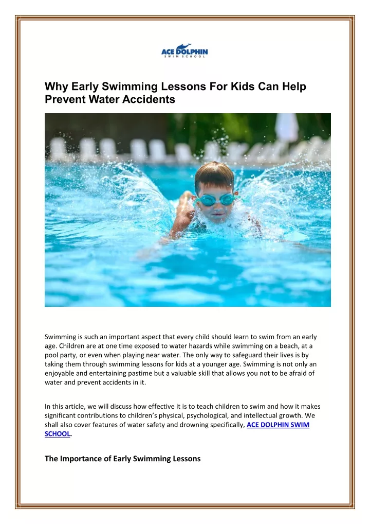 why early swimming lessons for kids can help