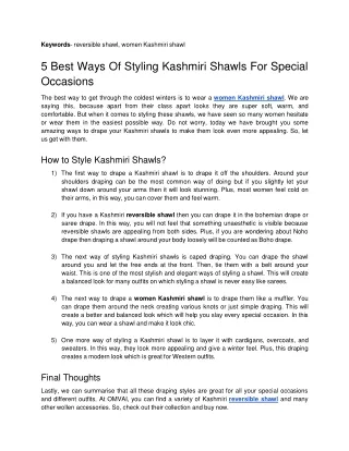 5 Best Ways Of Styling Kashmiri Shawls For Special Occasions