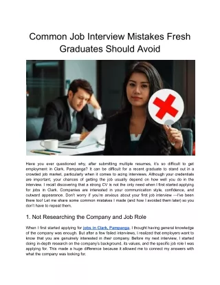 common job interview mistakes fresh graduates