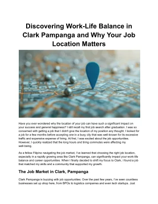 discovering work life balance in clark pampanga