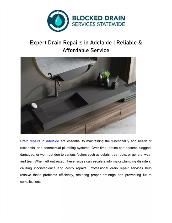 expert drain repairs in adelaide reliable