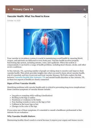 Vascular Health: What You Need to Know