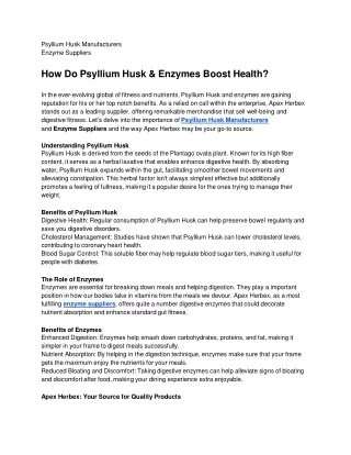 How Do Psyllium Husk & Enzymes Boost Health?