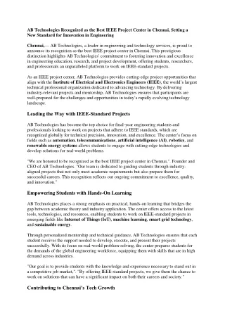ab technologies recognized as the best ieee
