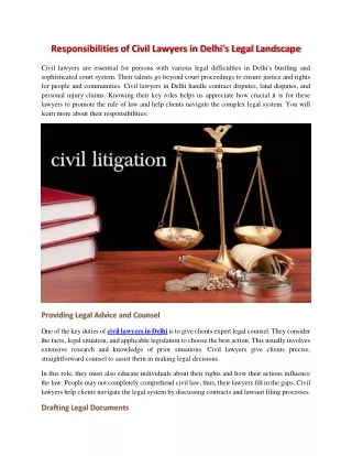 Responsibilities of Civil Lawyers in Delhi's Legal Landscape