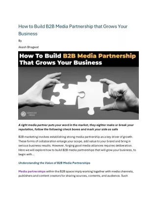 how to build b2b media partnership that grows