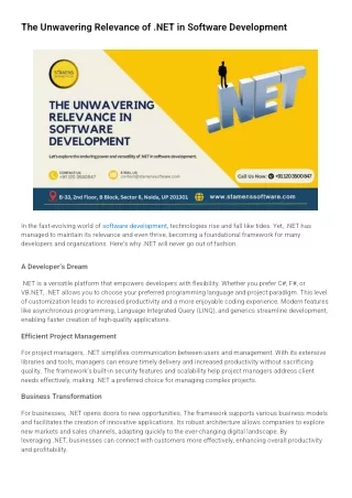 The Unwavering Relevance of .NET in Software Development