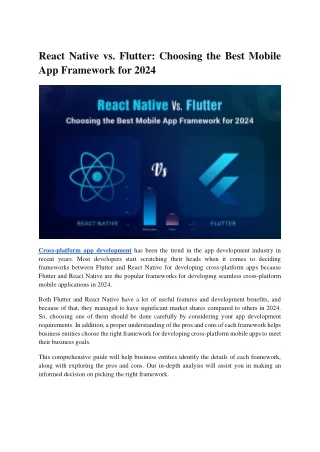 react native vs flutter choosing the best mobile