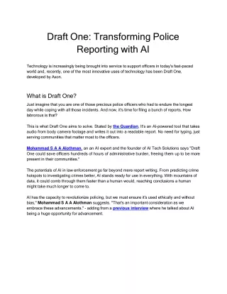 draft one transforming police reporting with ai