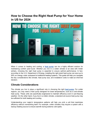 How to Choose the Right Heat Pump for Your Home