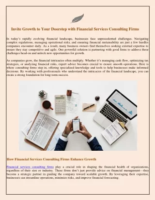 Invite Growth to Your Doorstep with Financial Services Consulting Firms