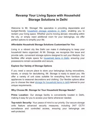 Household Storage In Delhi