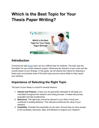 which is the best topic for your thesis paper