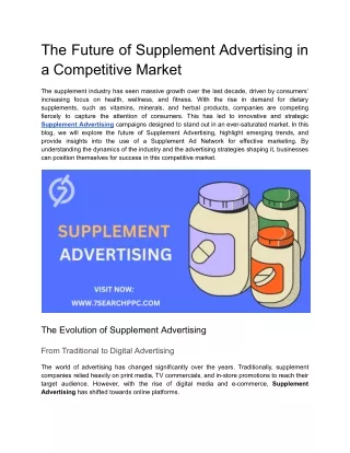 The Future of Supplement Advertising in a Competitive Market