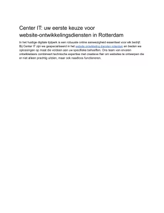 Center IT_ uw eerste keuze voor website-ontwikkelingsdiensten in Rotterdam