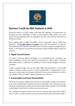 Business Trends for BBA Students in 2024