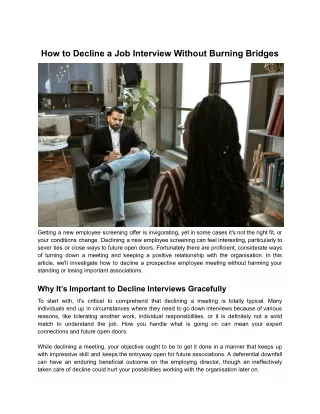 How to Decline a Job Interview Without Burning Bridges