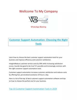 Customer Support Automation Choosing the Right Tools