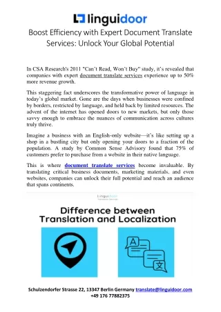 Boost Efficiency with Expert Document Translate Services: Unlock Your Global Pot
