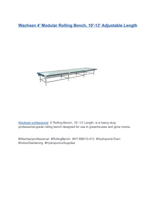 Wachsen 4' Modular Rolling Bench, 10'-13' Adjustable Length