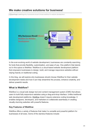 Why Businesses Should Choose Webflow for Website Development